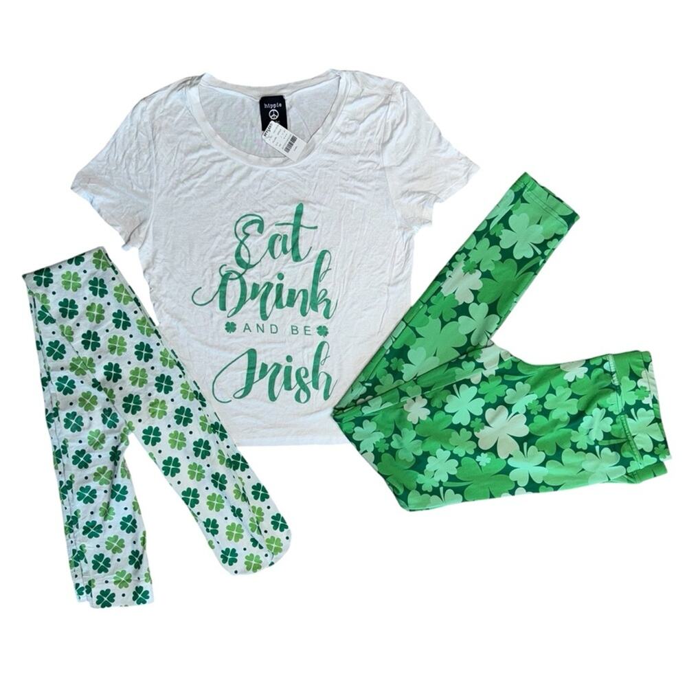 NWT HIPPIE CHIC and TIPSY ELVES ‘St Patricks Day’ T-Shirt Leggings Tights Bundle